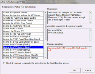 VVT-i Control Active Test Menu